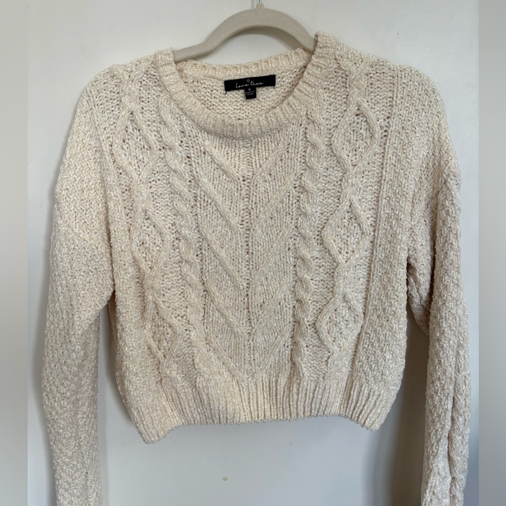 Cream Chenille Crop Sweater